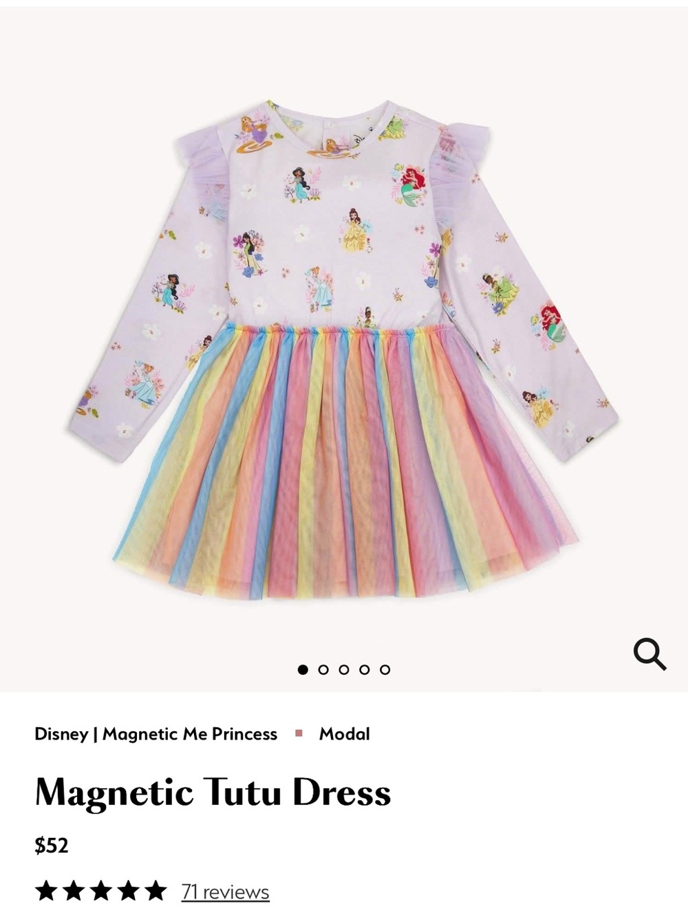 Disney Lavender Princess Print Dress with Pastel Accents